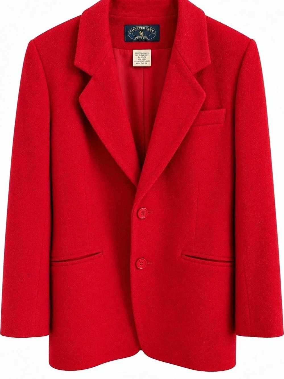 Vintage Charter Club Petites Red Wool Blazer